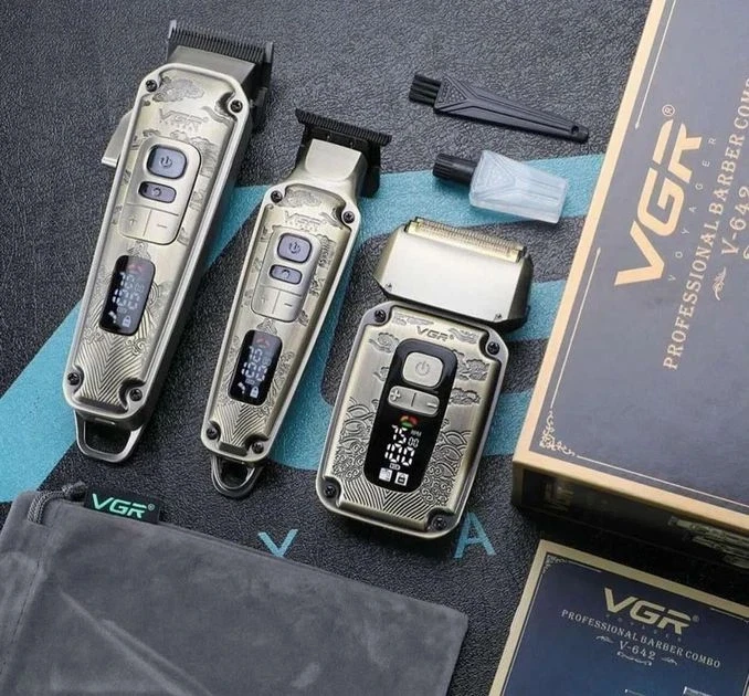 Комплект VGR 3 в 1 V-642 акумуляторна машинка для стрижки (clipper), тример і електробритва (шейвер)