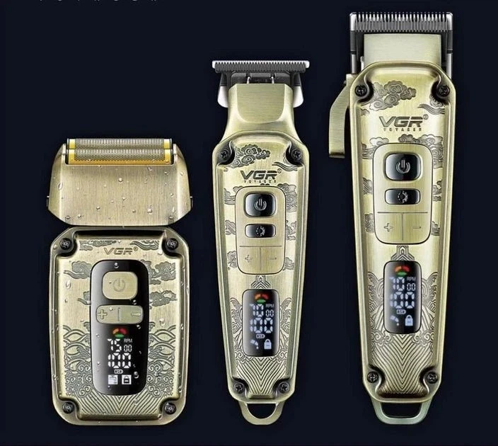 Комплект VGR 3 в 1 V-642 акумуляторна машинка для стрижки (clipper), тример і електробритва (шейвер)