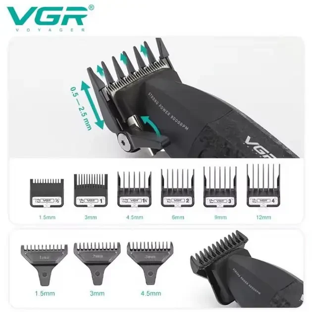 Професійний набір для стриження волосся VGR V-640, зручний і потужний інструмент для перукарів