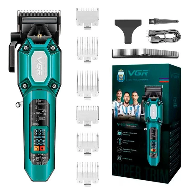 Машинка для стрижки (clipper) VGR V-600 Green, 6 насадок, регулятор висоти, LED display, 7000 RPM