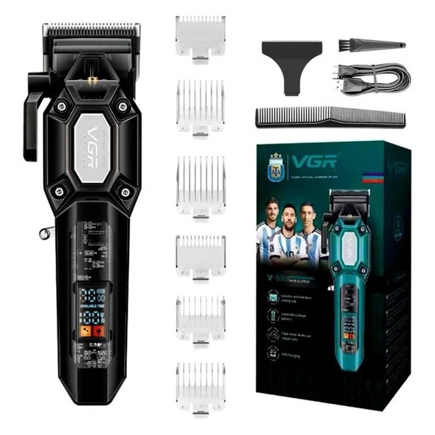 Машинка для стриження (clipper) VGR V-600, 6 насадок, LED display, Black