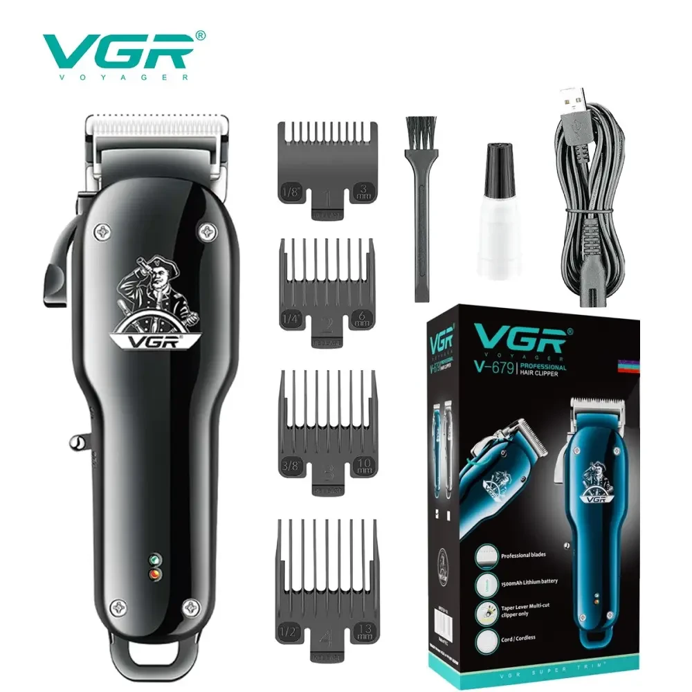 Машинка для стриження (clipper) VGR V-679 BLACK, 4 насадки