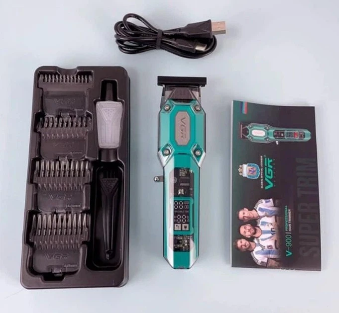 Акумуляторна машинка для стрижки VGR V900 Green з набором насадок