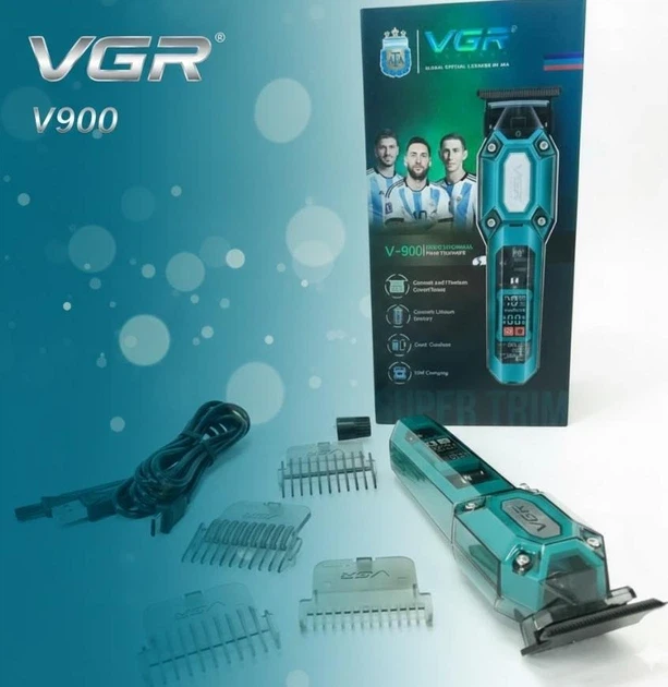 Акумуляторна машинка для стрижки VGR V900 Green з набором насадок