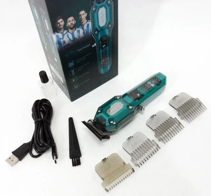 Акумуляторна машинка для стрижки VGR V900 Green з набором насадок