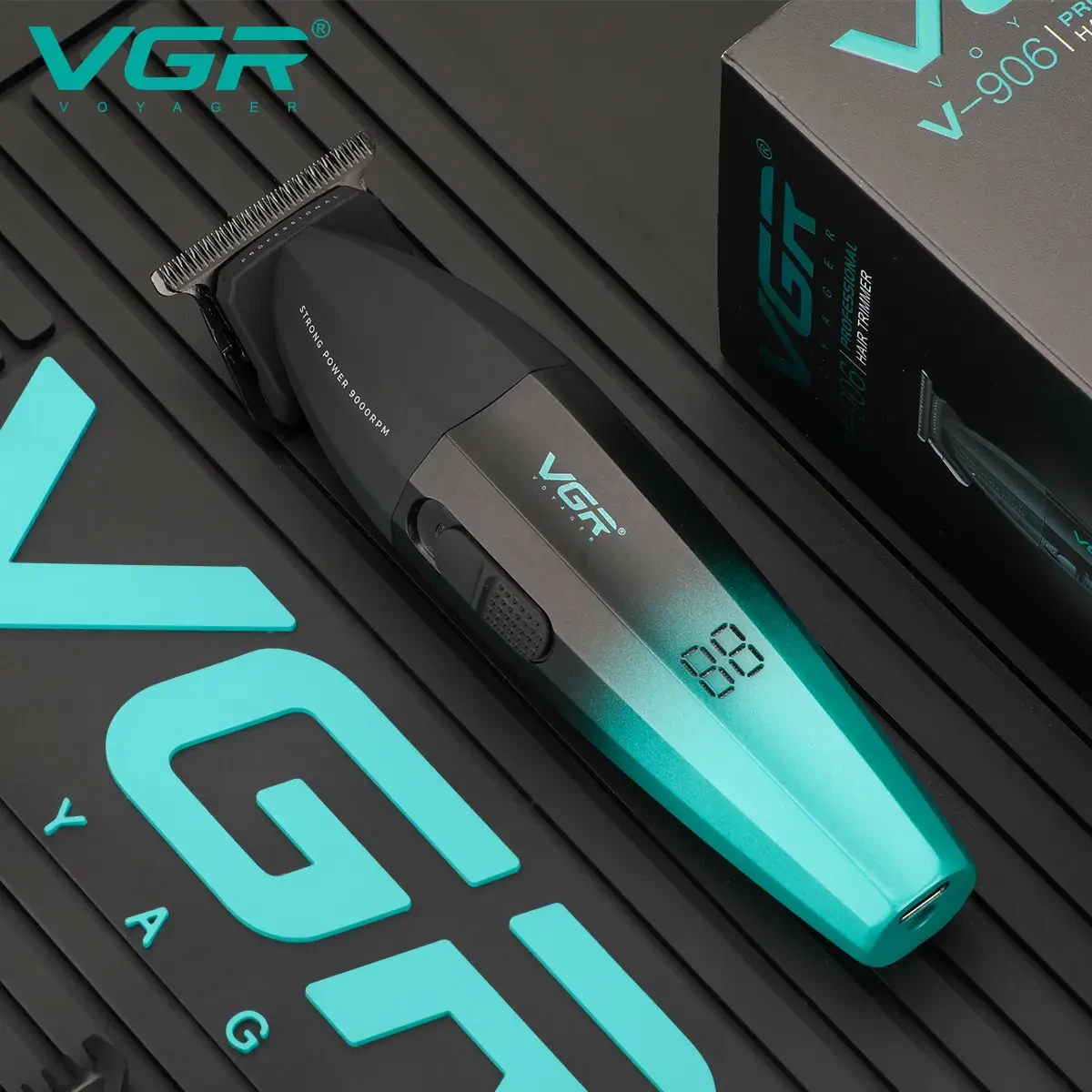 Тример VGR V-906 GREEN, 3 насадки, керамічне лезо, TURBO режим 9000 RPM, LED display