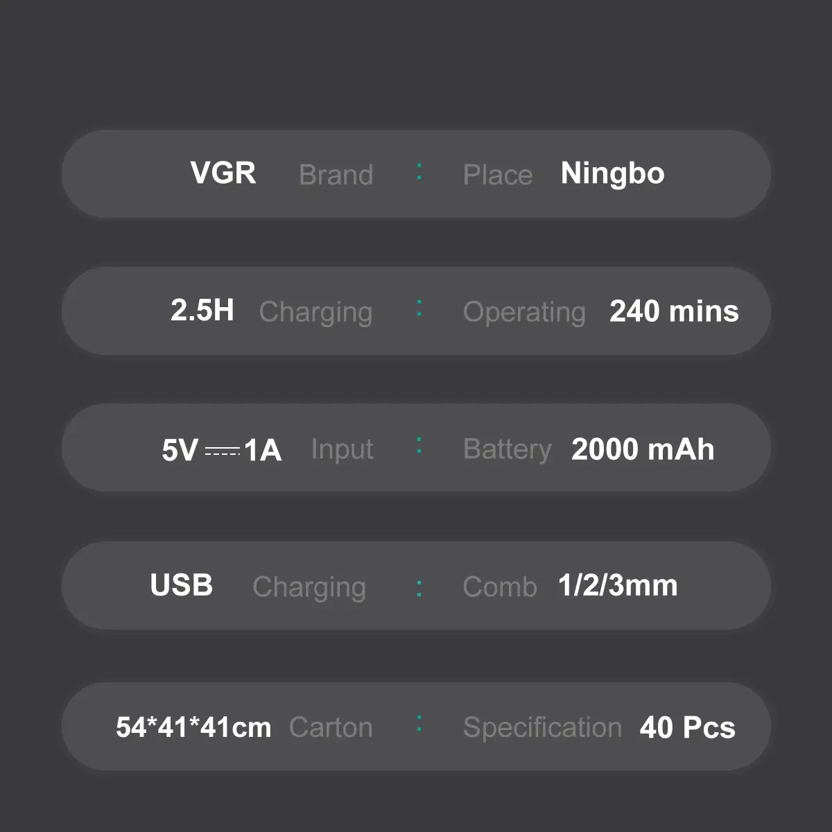 Тример VGR V-906 GREEN, 3 насадки, керамічне лезо, TURBO режим 9000 RPM, LED display