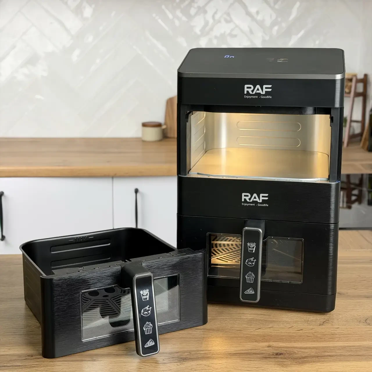 Подвійна аерофритюрниця-мультипіч RAF R.5225 Dual Zone 3300 Вт, 12 л, два незалежні кошики по 6 л, електронне керування