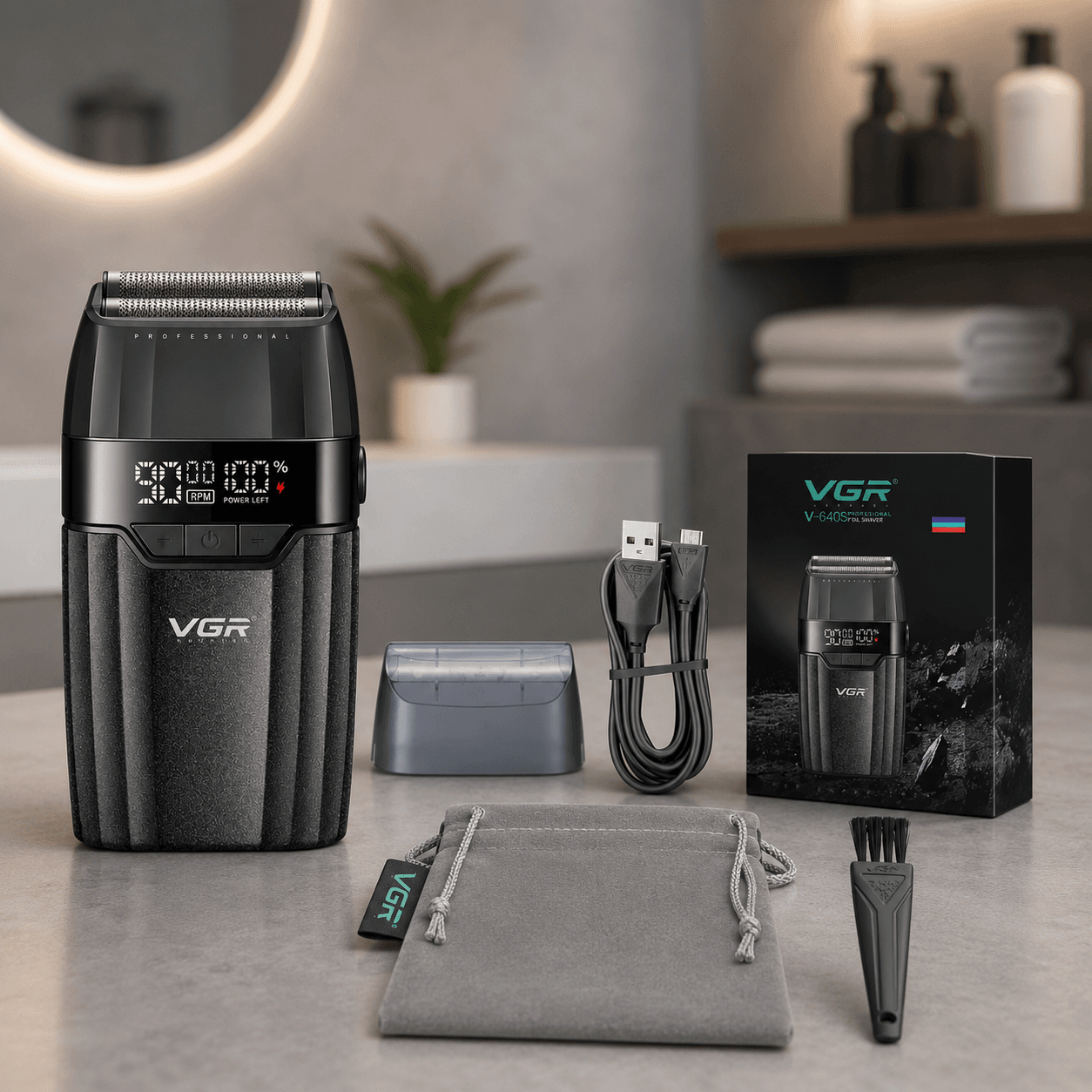 Бритва VGR V 640 S Black/ Шейвер чоловічий професійний/Електробритва акумуляторна чорна