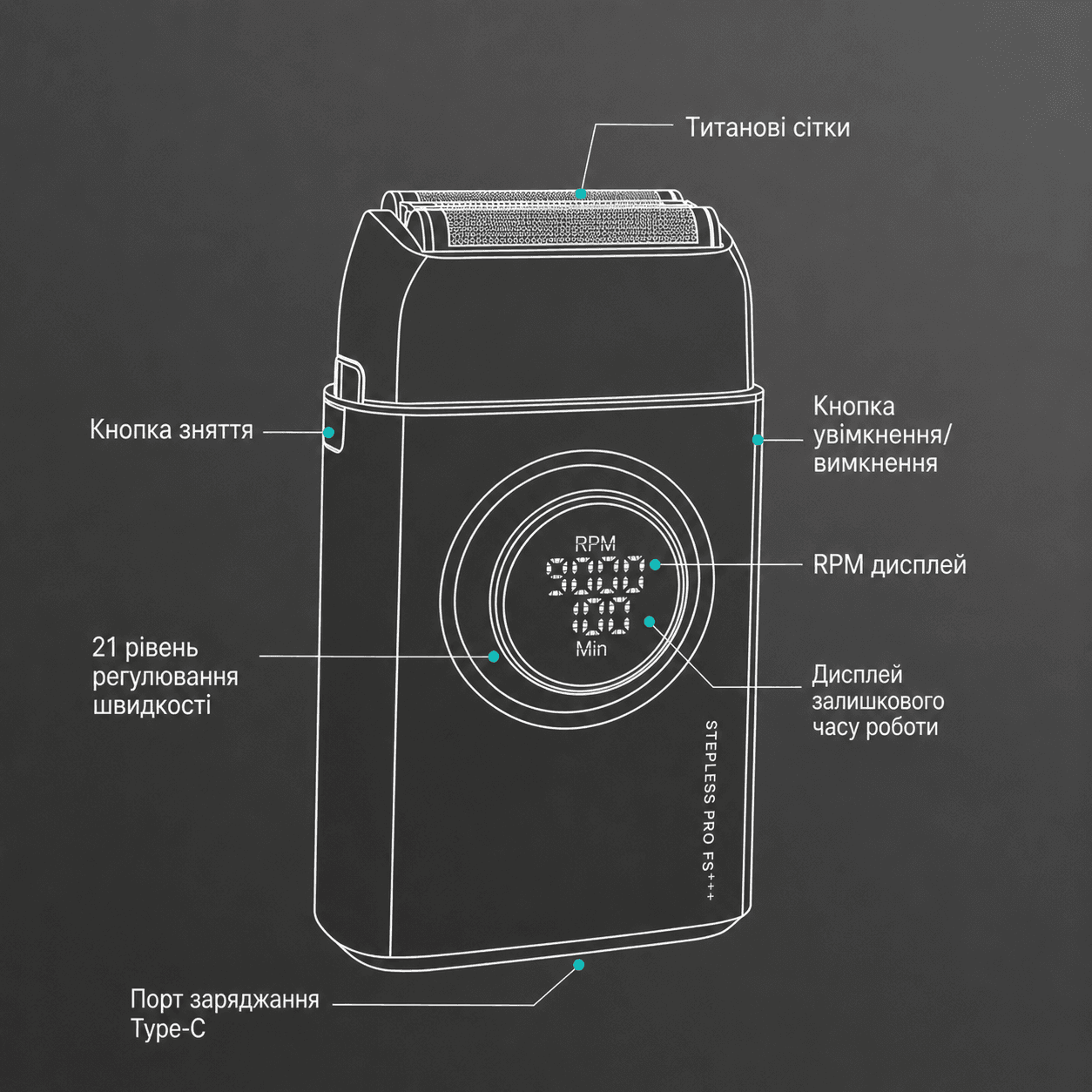 Бритва VGR 378 Black/ Шейвер подвійне лезо, тример/ Бритва з LED-дисплеєм