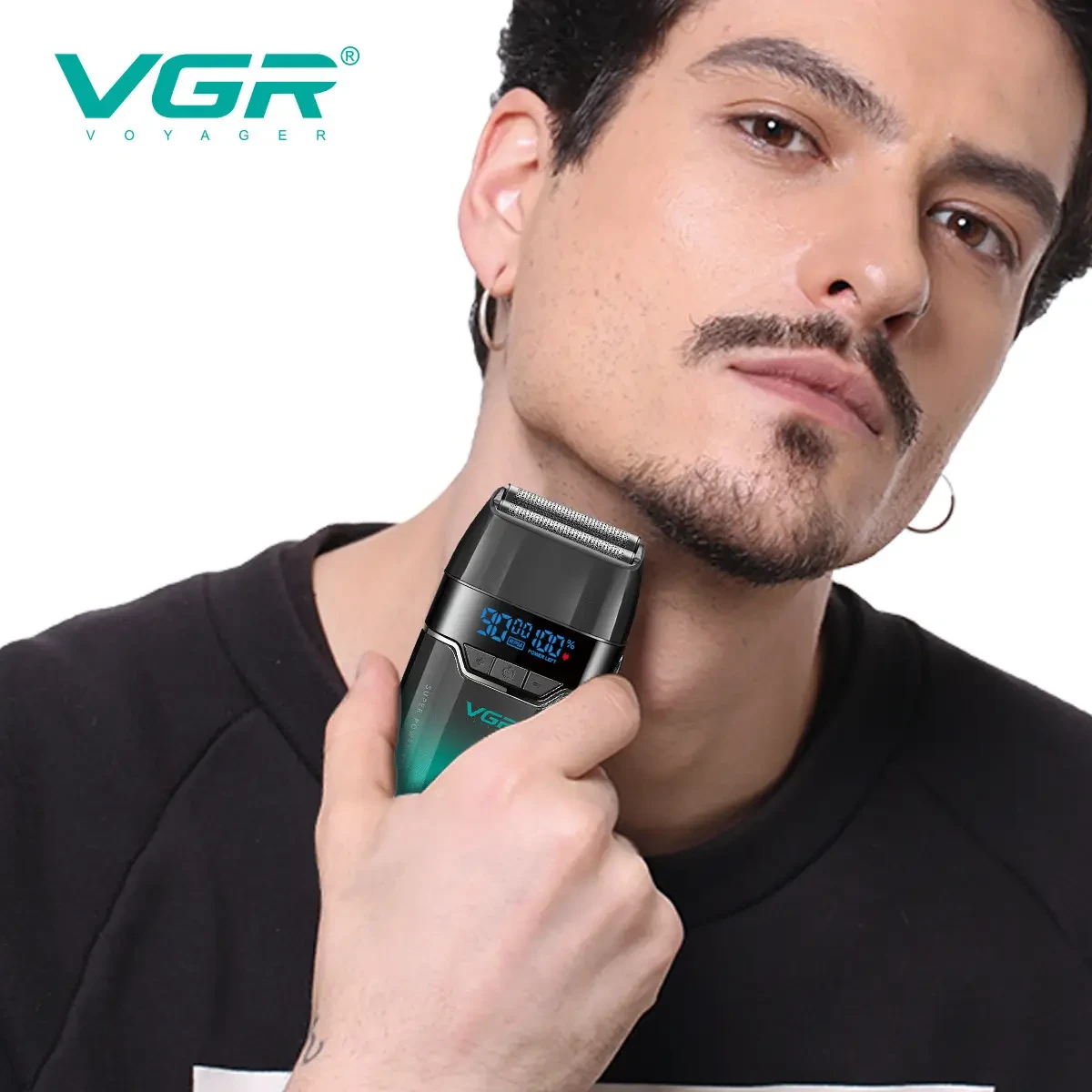 Електробритва VGR V-308, Green шейвер, подвійне лезо, 9000 RPM, LED Display