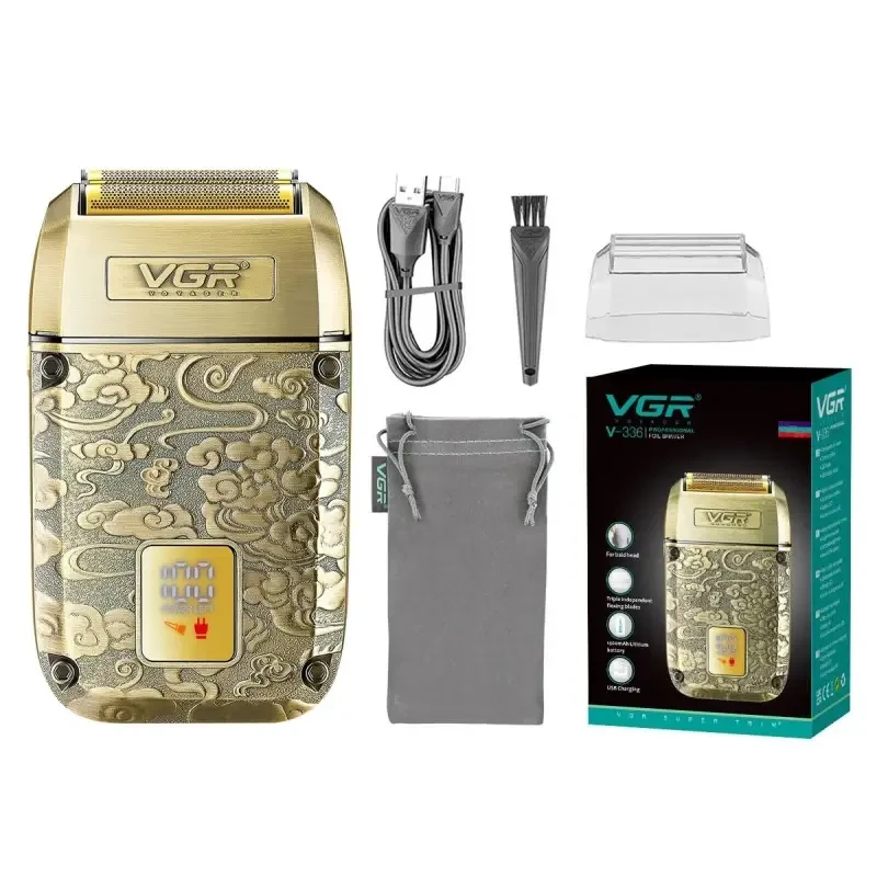 Бритва VGR V 336 Gold/ Шейвер акумуляторна з потрійним лезом/Мерли 8500 об/хв