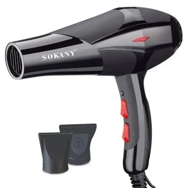 Фен для волосся Sokany HS-3890, 2300 Вт, з іонізацією, дифузором і концентратором / Професійний фен для сушіння та укладання волос