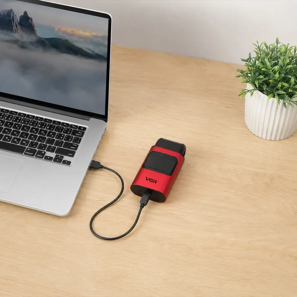 Електробритва шейвер з USB, VGR V-307, Червоний / Акумуляторна бритва / Тример для обличчя / Чоловіча електробритва