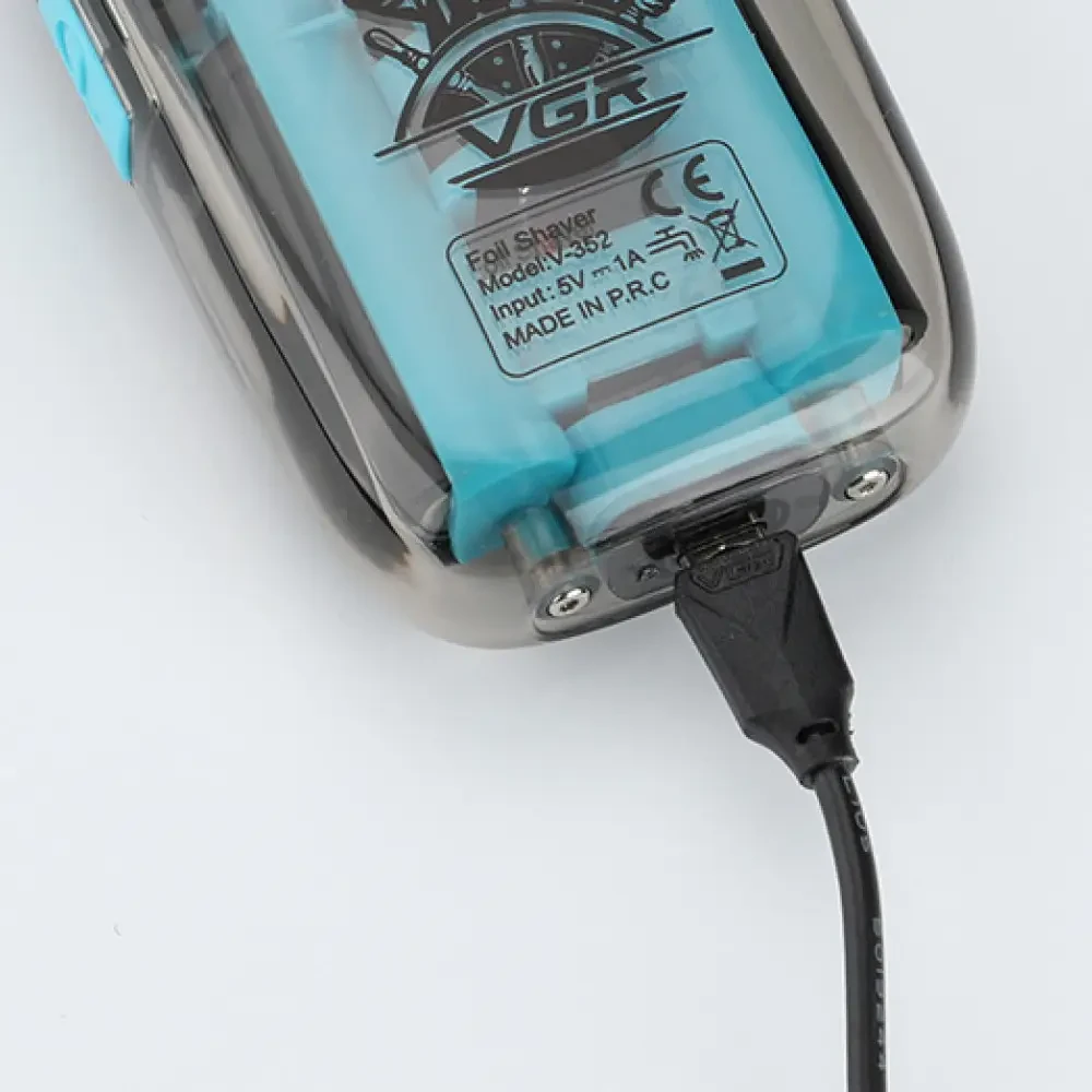 Акумуляторна електробритва чоловіча, від USB, VGR V-352, Чорний / Електрична бритва чоловіча / Шейвер