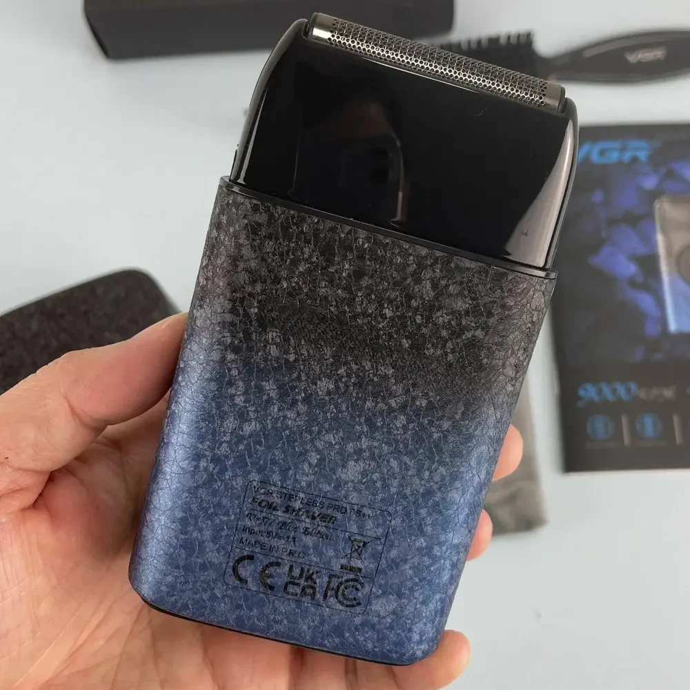 Електробритва шейвер з подвійним лезом, від USB, VGR V-377, Синя / Чоловіча електробритва акумуляторна