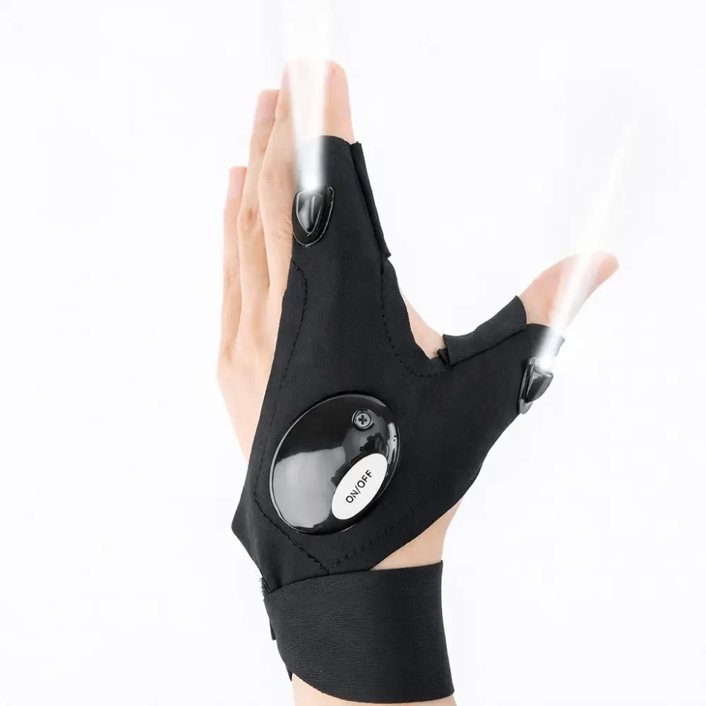 Рукавичка з вбудованим ліхтариком Glove Light, 1 шт., Чорний/Рівчатки з ліхтариком
