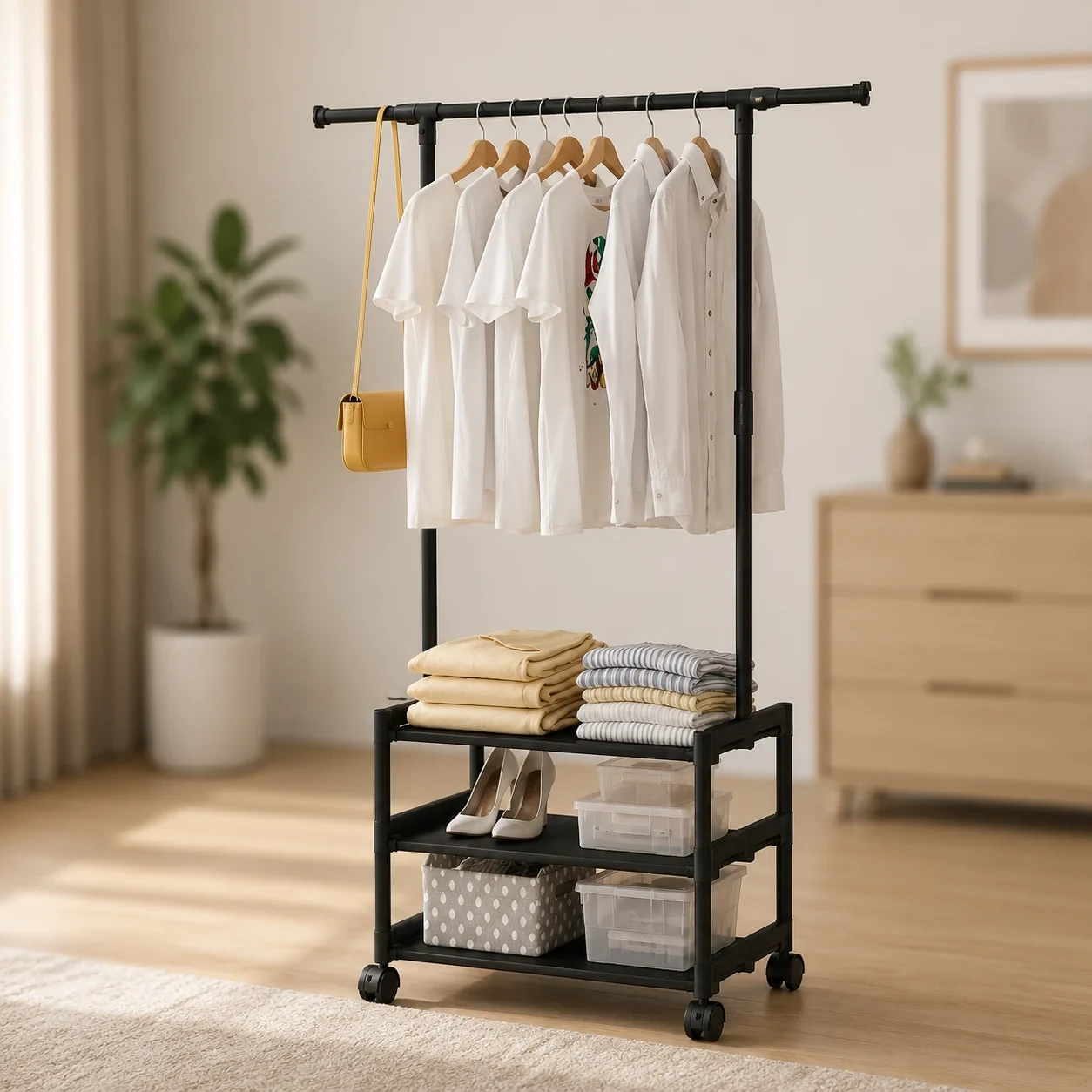 Вішалка підлогова SINGLE-POLE SHOE RACK 107-2 з полицями для взуття