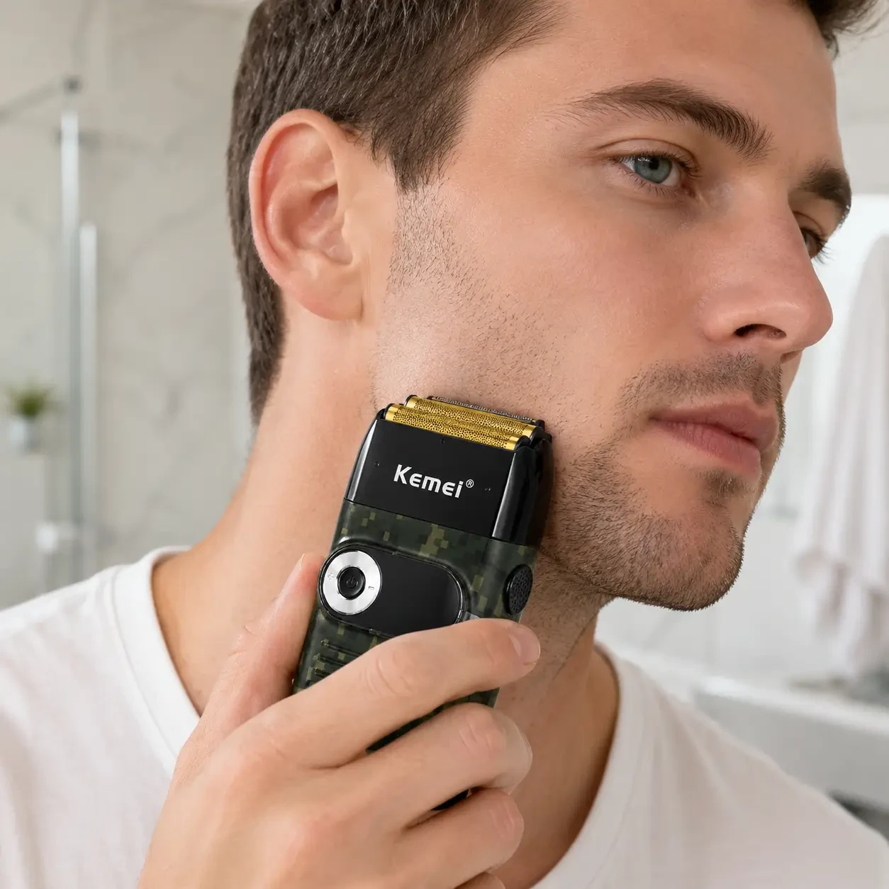 Електрична бездротова бритва для чоловіків, USB-C, Kemei KM-2027, Піксель / Чоловіча акумуляторна електробритва / Шейвер