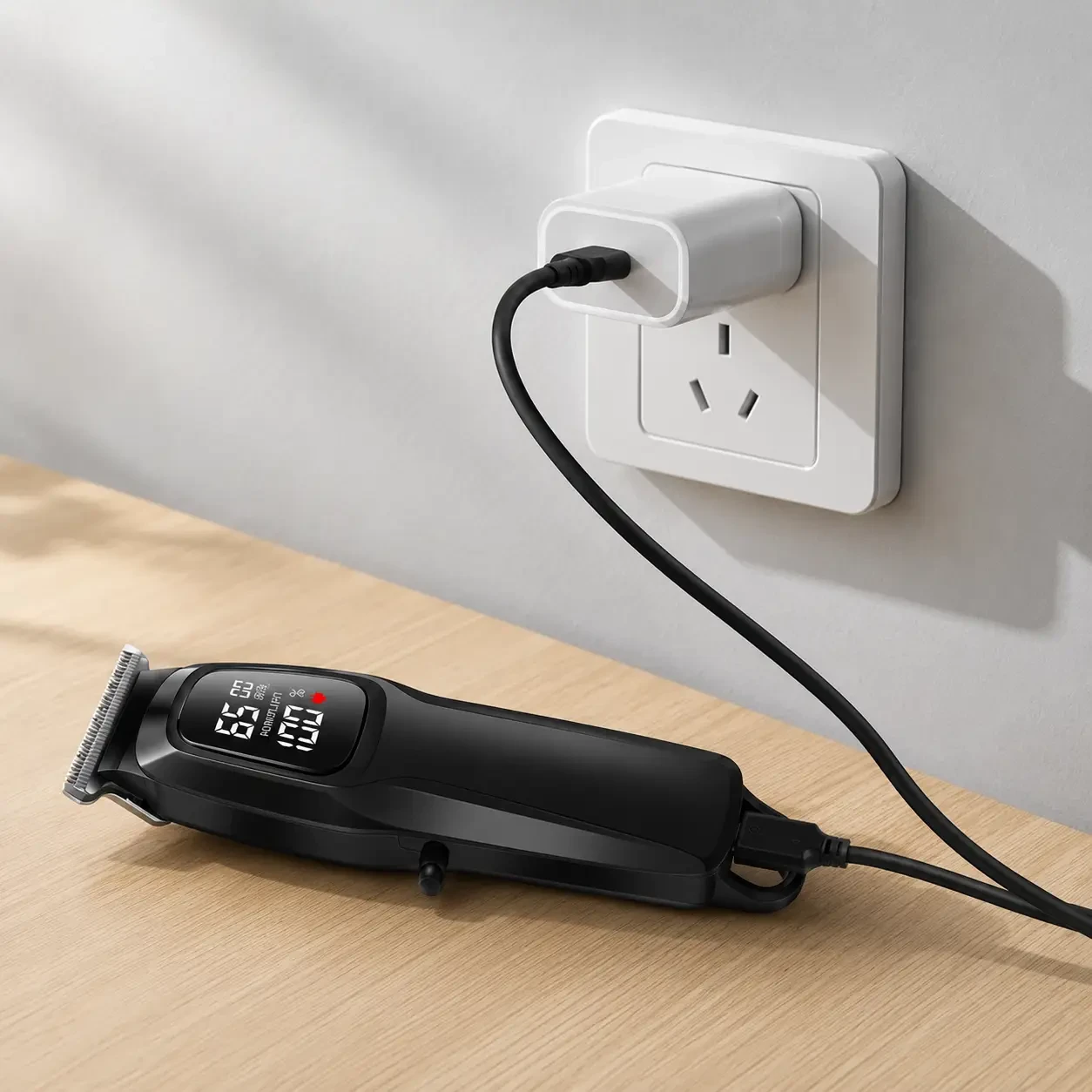Машинка для стрижки, 3 насадки, USB-C, Kemei KM-2273, Чорний / Акумуляторна машинка для стрижки волосся / Бездротовий тример