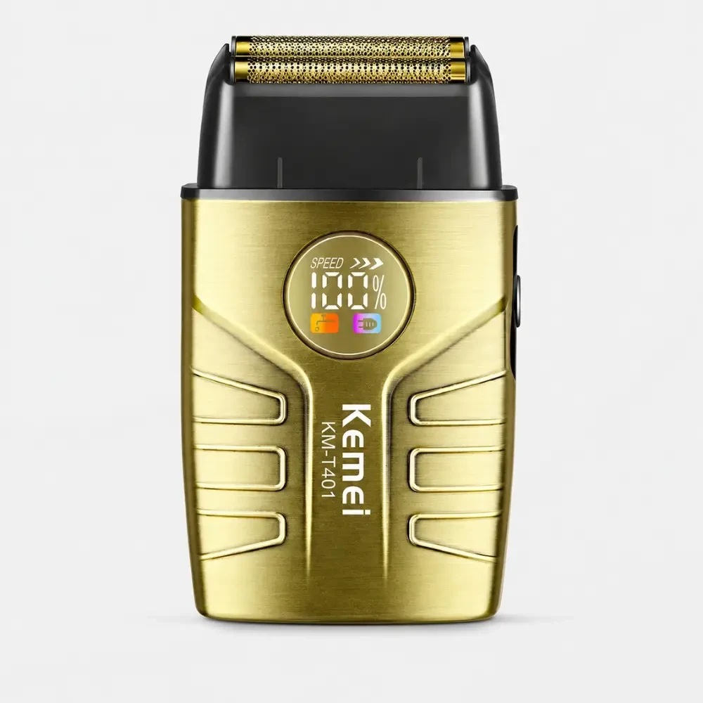 Електрична бритва для чоловіків, від USB, 1400 мА·год, Kemei T401, Золотиста / Чоловіча електробритва акумуляторна/ Шейвер