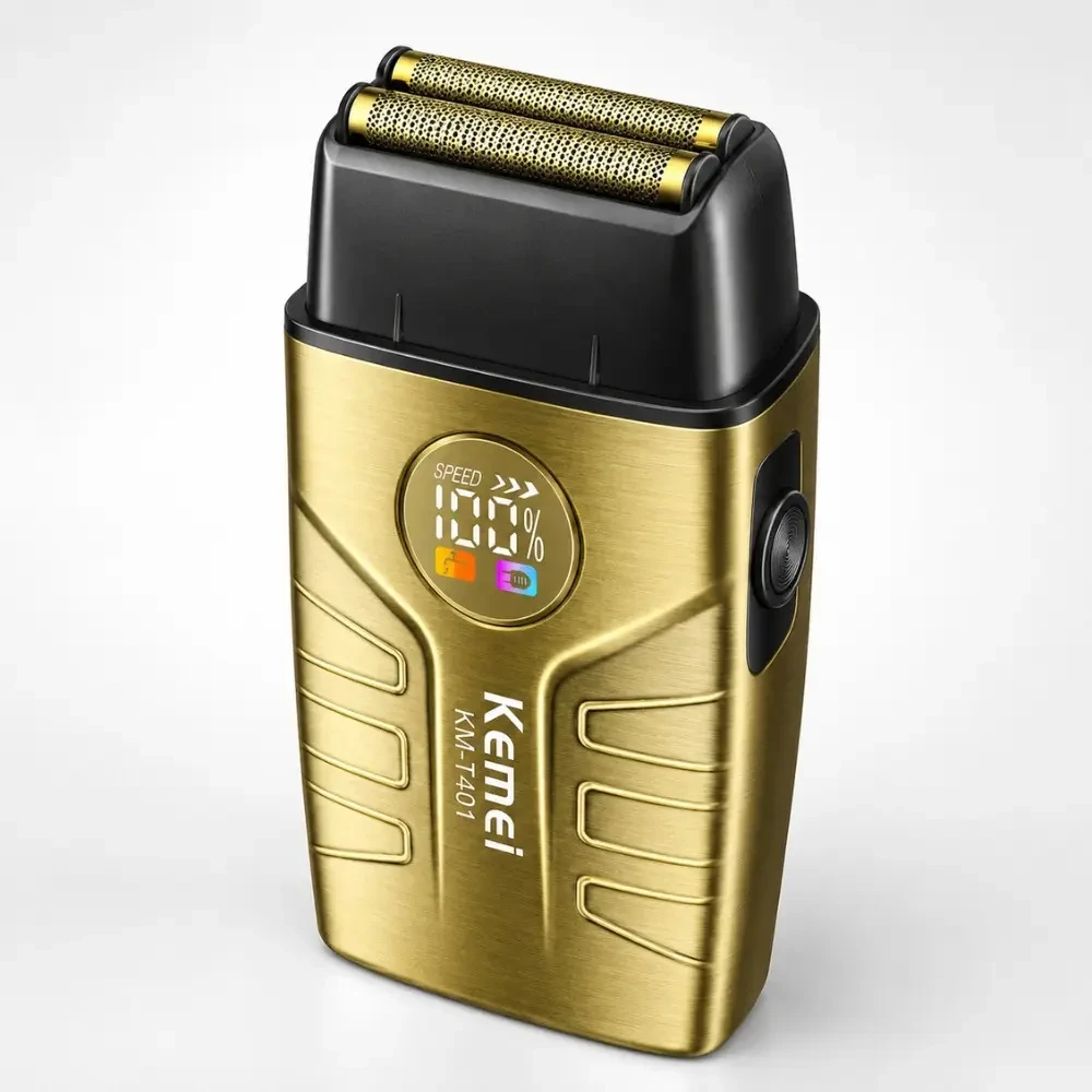 Електрична бритва для чоловіків, від USB, 1400 мА·год, Kemei T401, Золотиста / Чоловіча електробритва акумуляторна/ Шейвер