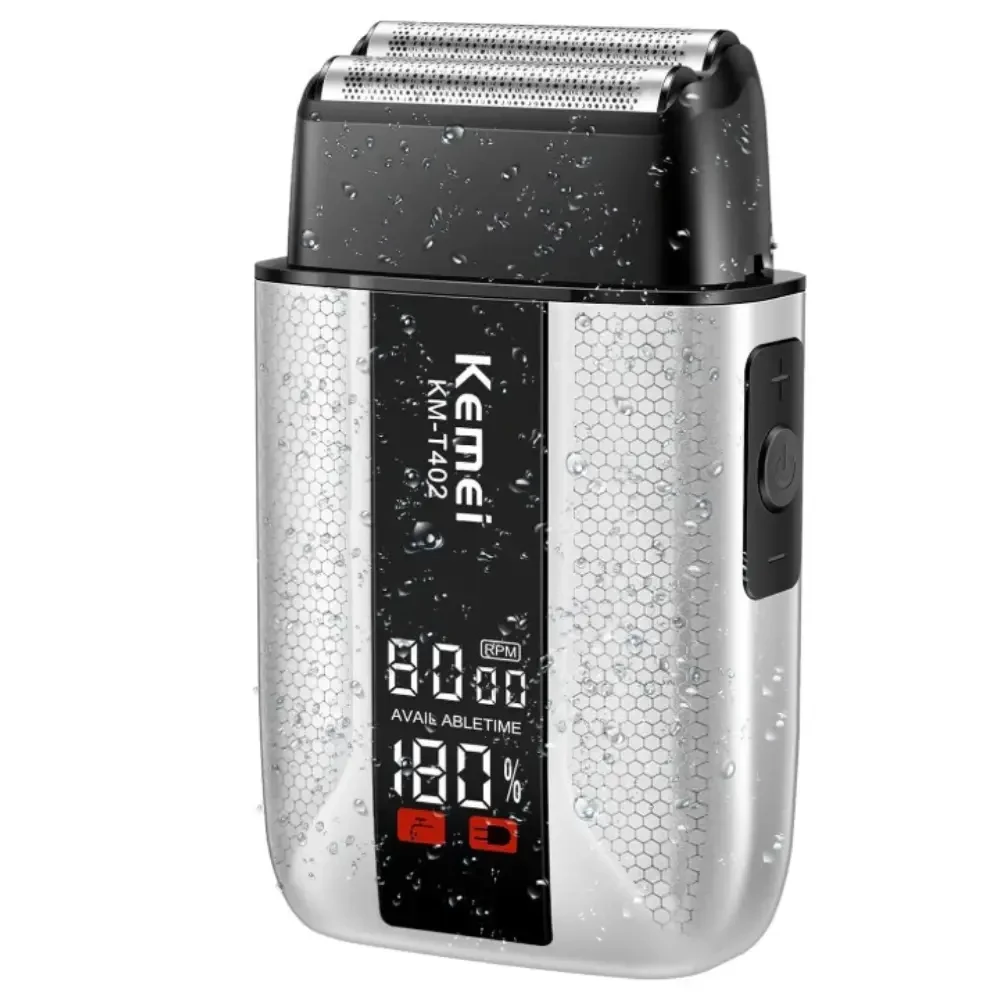 Бездротова електробритва для чоловіків, 1400 мА·год, від USB, Kemei T402, Сіра / Бритва акумуляторна/Електрична бритва/ Шейвер