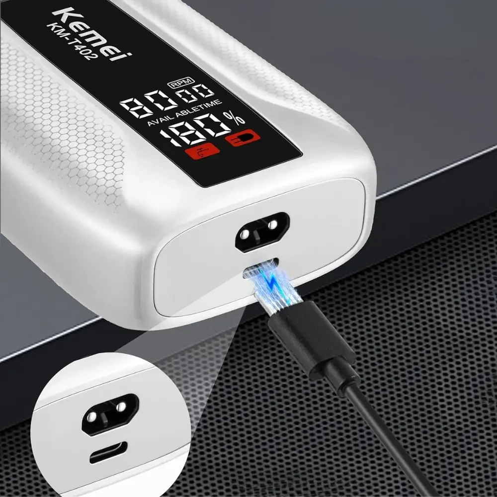 Бездротова електробритва для чоловіків, 1400 мА·год, від USB, Kemei T402, Сіра / Бритва акумуляторна/Електрична бритва/ Шейвер
