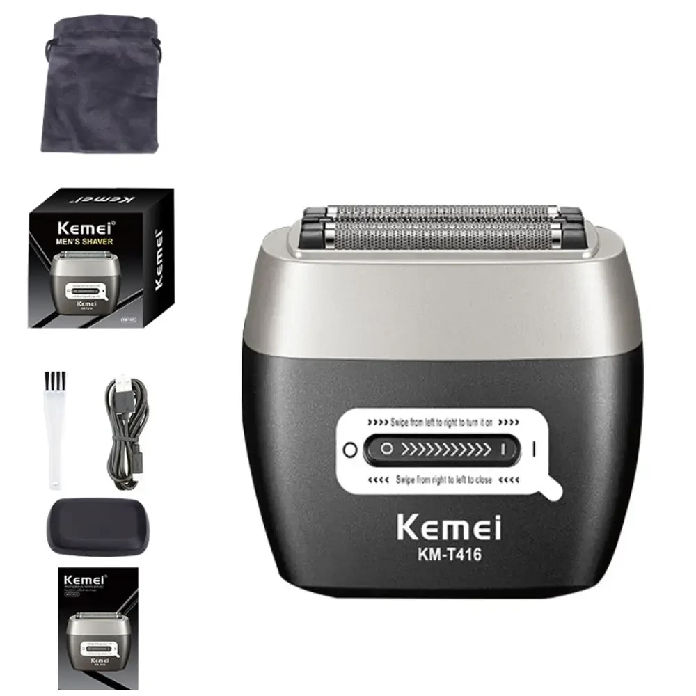 Бездротова бритва для чоловіків, USB-C, Kemei KM-T416, Чорний/Акумуляторна чоловіча електробритва для гоління/ Шейвер