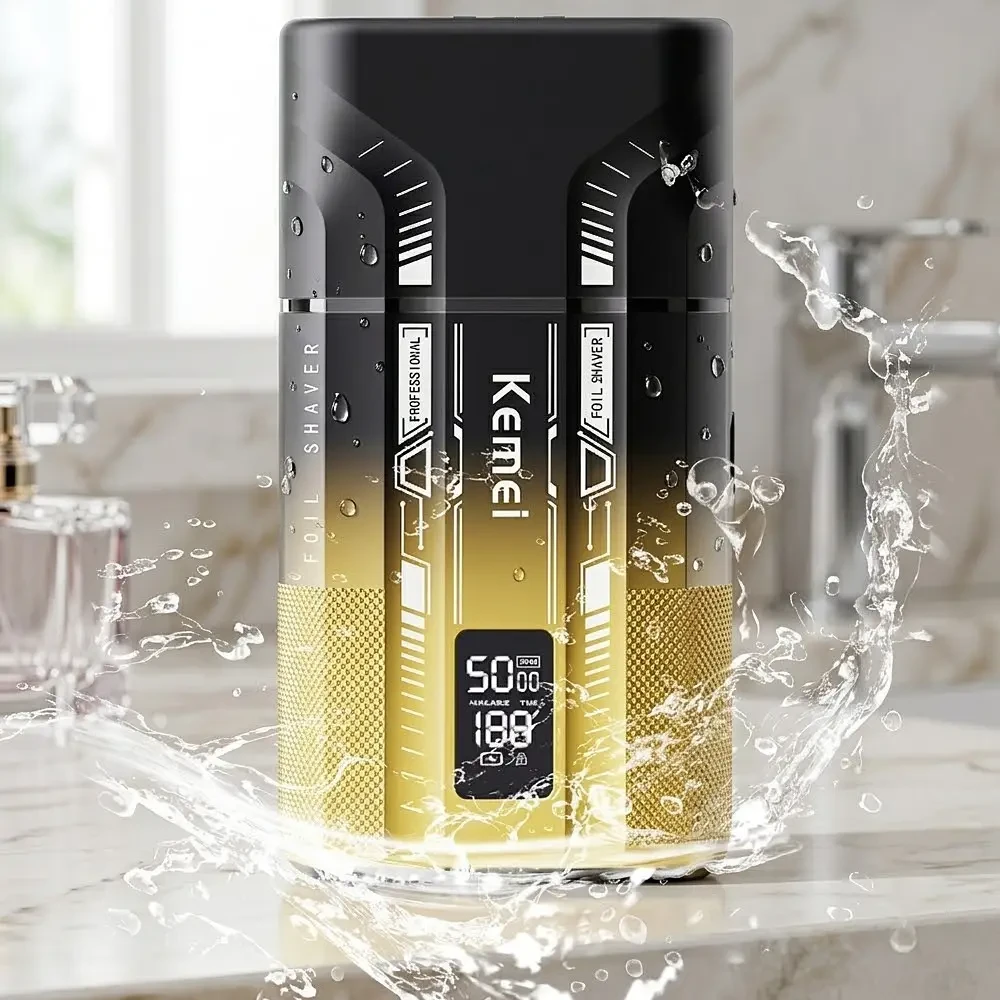 Бездротова бритва для чоловіків з UV-дезінфекцією, USB-C, Kemei KM-T418, Градієнт / Шейвер / Акумуляторна чоловіча електробритва