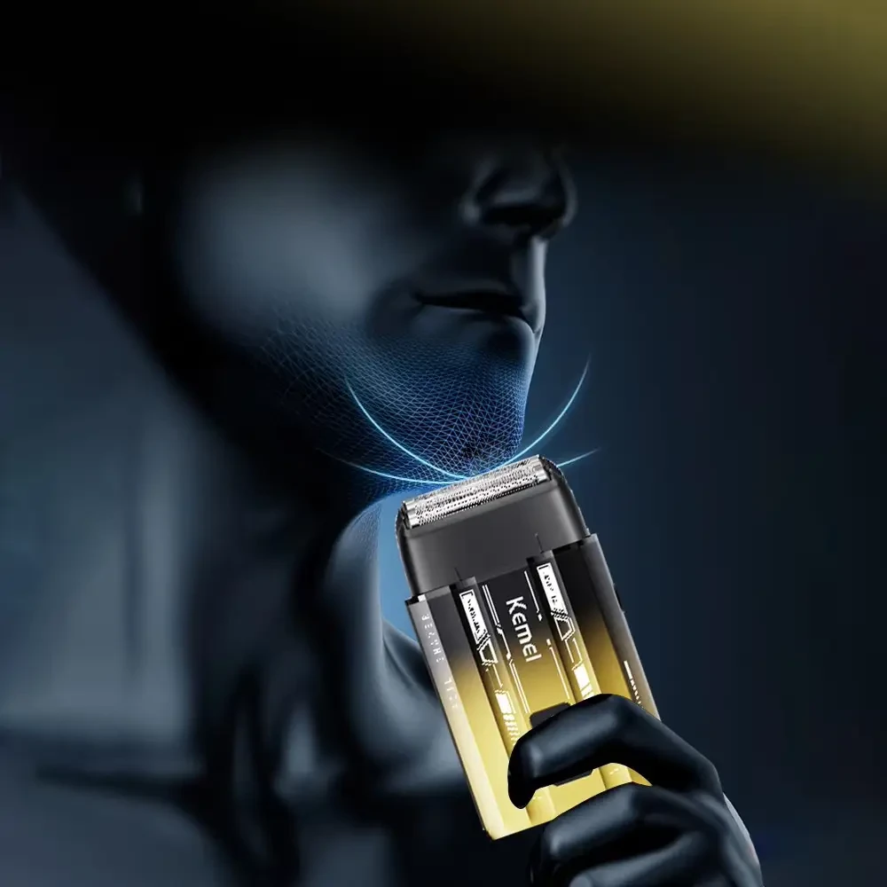 Бездротова бритва для чоловіків з UV-дезінфекцією, USB-C, Kemei KM-T418, Градієнт / Шейвер / Акумуляторна чоловіча електробритва