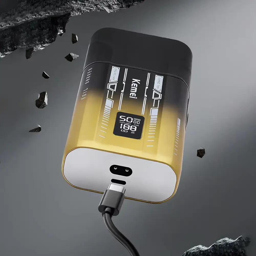 Бездротова бритва для чоловіків з UV-дезінфекцією, USB-C, Kemei KM-T418, Градієнт / Шейвер / Акумуляторна чоловіча електробритва