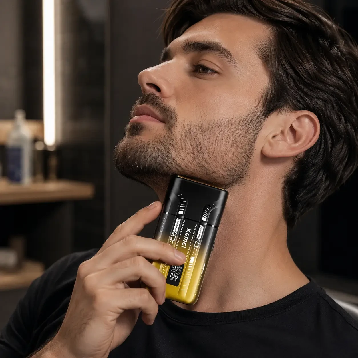 Бездротова бритва для чоловіків з UV-дезінфекцією, USB-C, Kemei KM-T418, Градієнт / Шейвер / Акумуляторна чоловіча електробритва