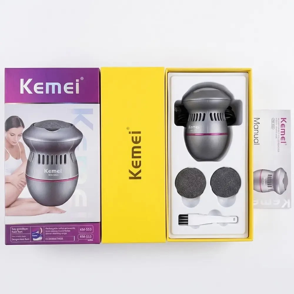 Електрична пилка для ніг, USB, Kemei KM-553, Сірий / Електрична терка для п’яток / Електропемза / Електропилка для педикюру