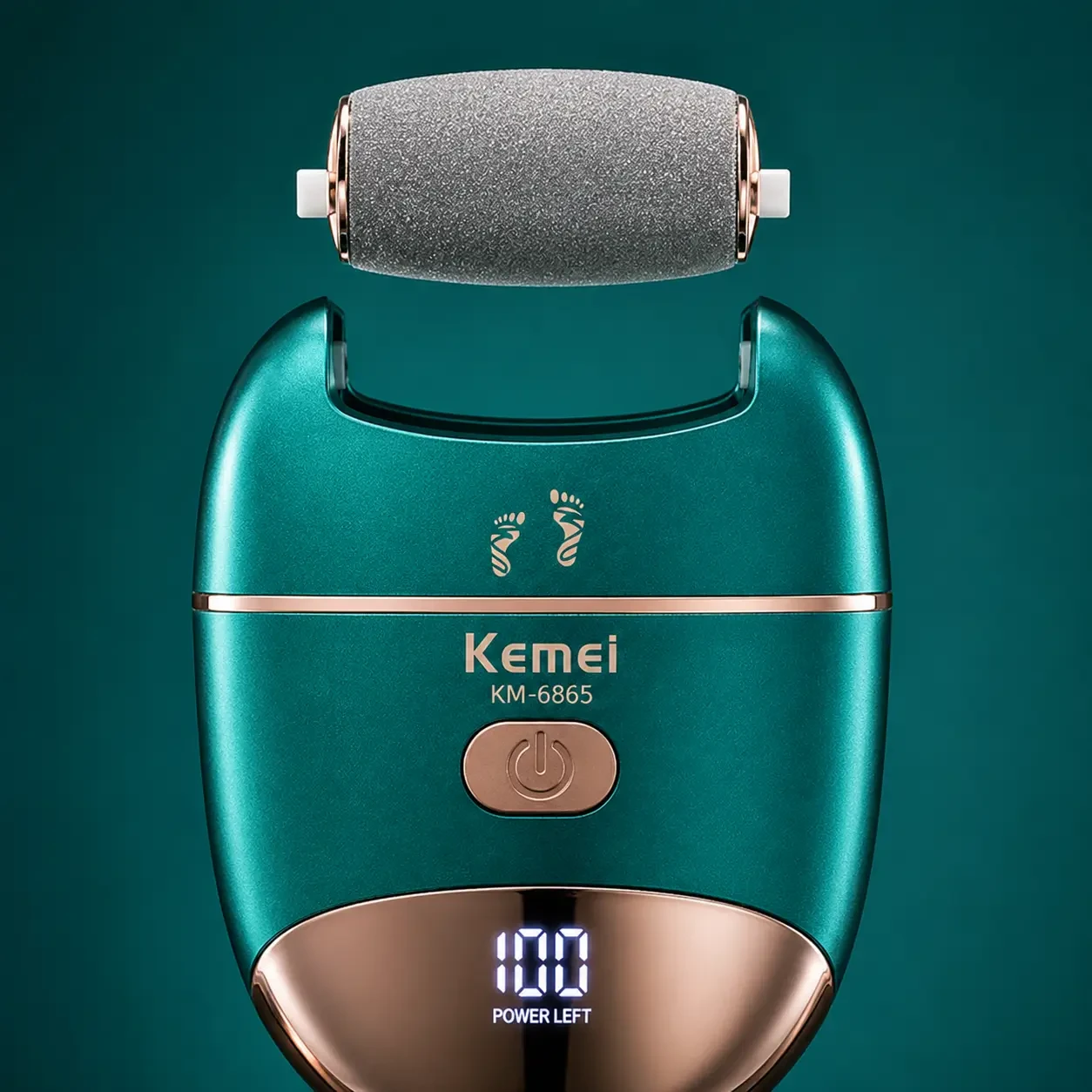 Електрична терка для п’яток, USB, Kemei KM-6865, Зелений / Електрична пилка для ніг / Електропемза від натоптишів, для педикюру