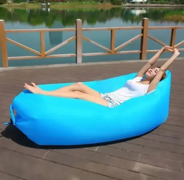 Надувний диван-шезлонг ламзак Supretto Air Sofa 1,90 м, до 100 кг, без насоса, синій