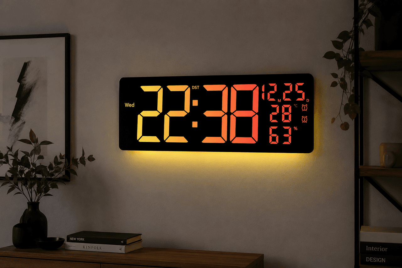 Настінний годинник 6669R/ Електронний LED-годинник/RGB годинник з пультом