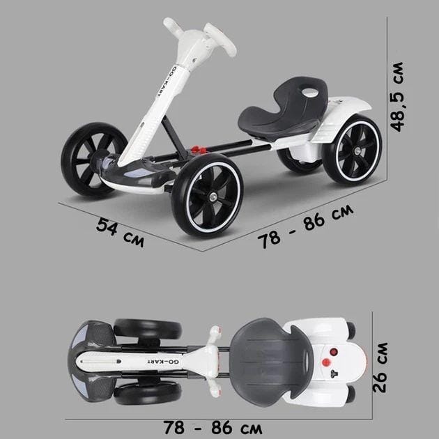 Дитячий складаний електромобіль Go-Kart з акумулятором та пультом електрокар Білий