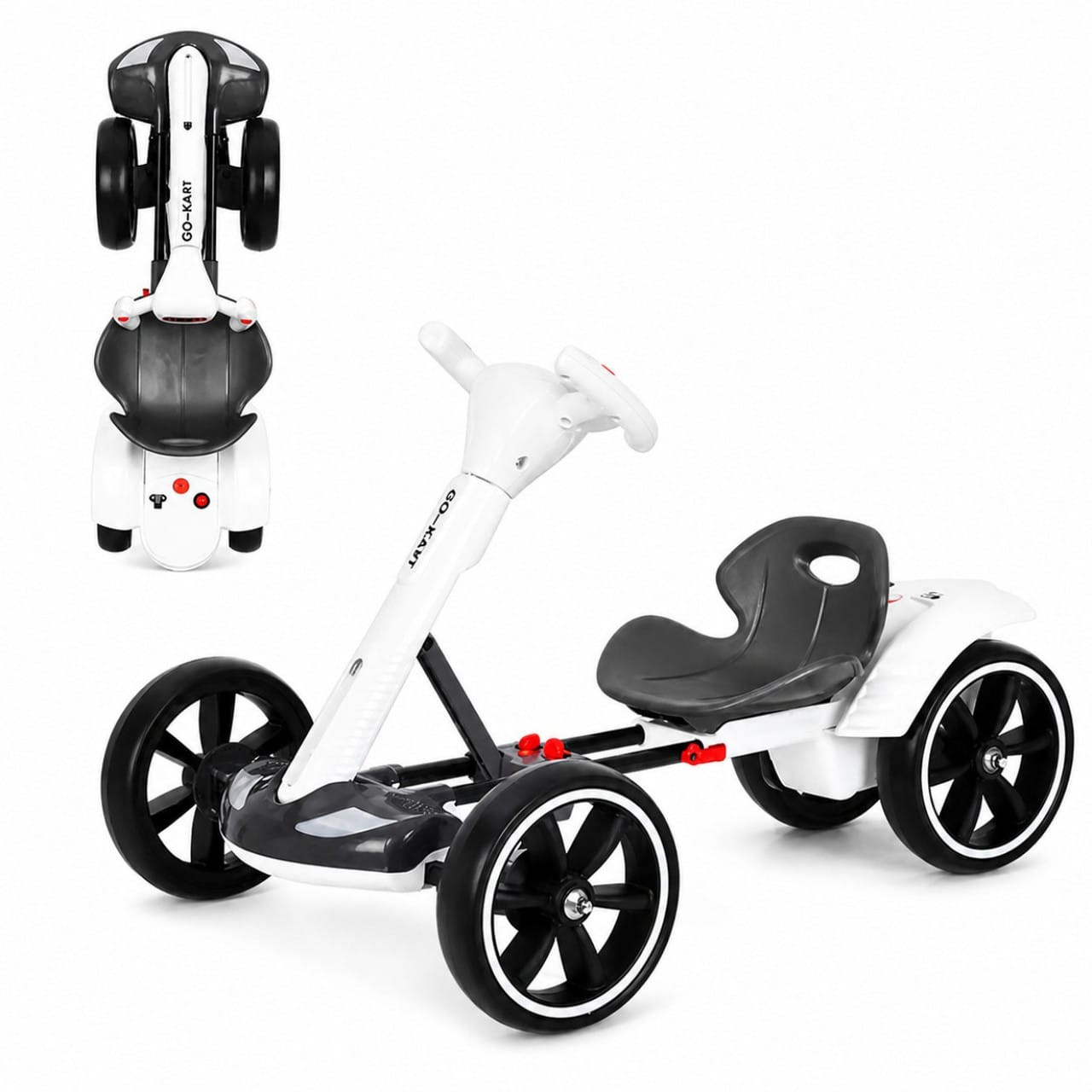 Дитячий складаний електромобіль Go-Kart з акумулятором та пультом електрокар Білий