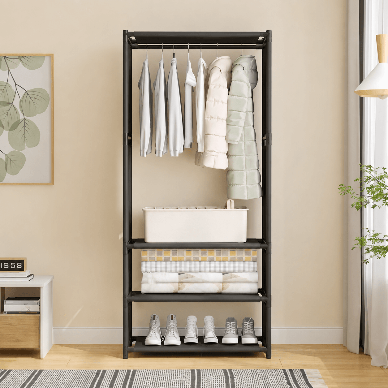 Розкладна шафа-стелаж RIAS YH7702-1 з полицею для взуття 170x60x36 см Black