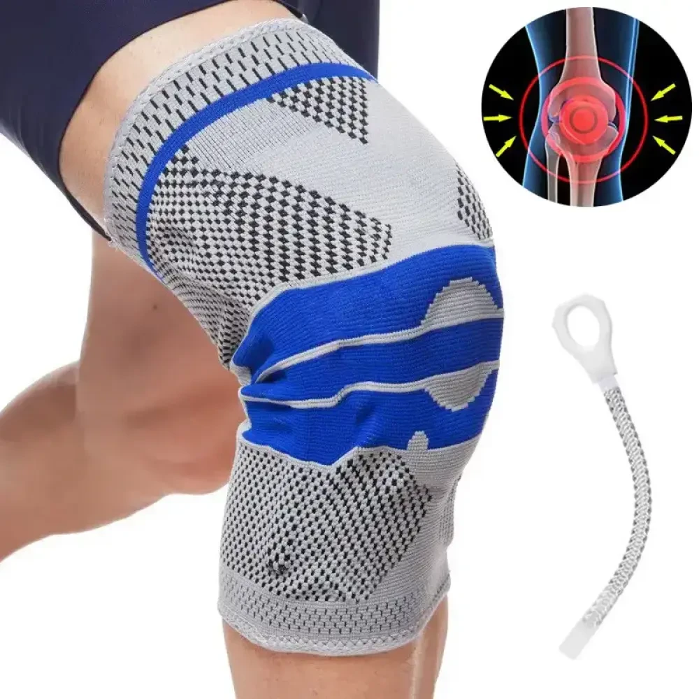 Бандаж колінного суглоба середньої фіксації, KNEE SUPPORT AA-18, Сірий/Бандаж на коліно/Фіксатор коліна/Наколінник