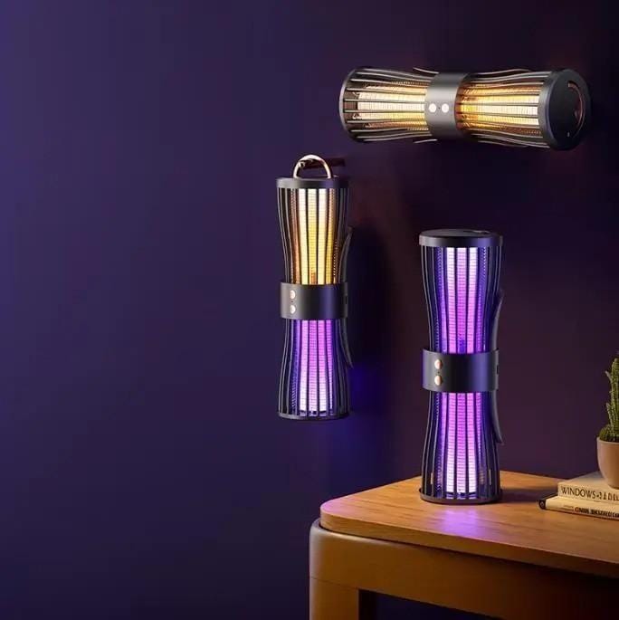 Лампа-ловушка для комарів LY-936 USB безшумна з функцією нічника й електричною сіткою 3000 В, чорна