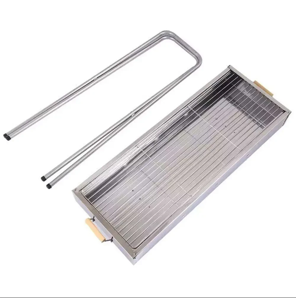 Переносний мангал із решіткою 80х78х30 см, BARBECUE TRAY 770SS, Сріблястий / Барбекшниця / Розкладний мангал барбекю