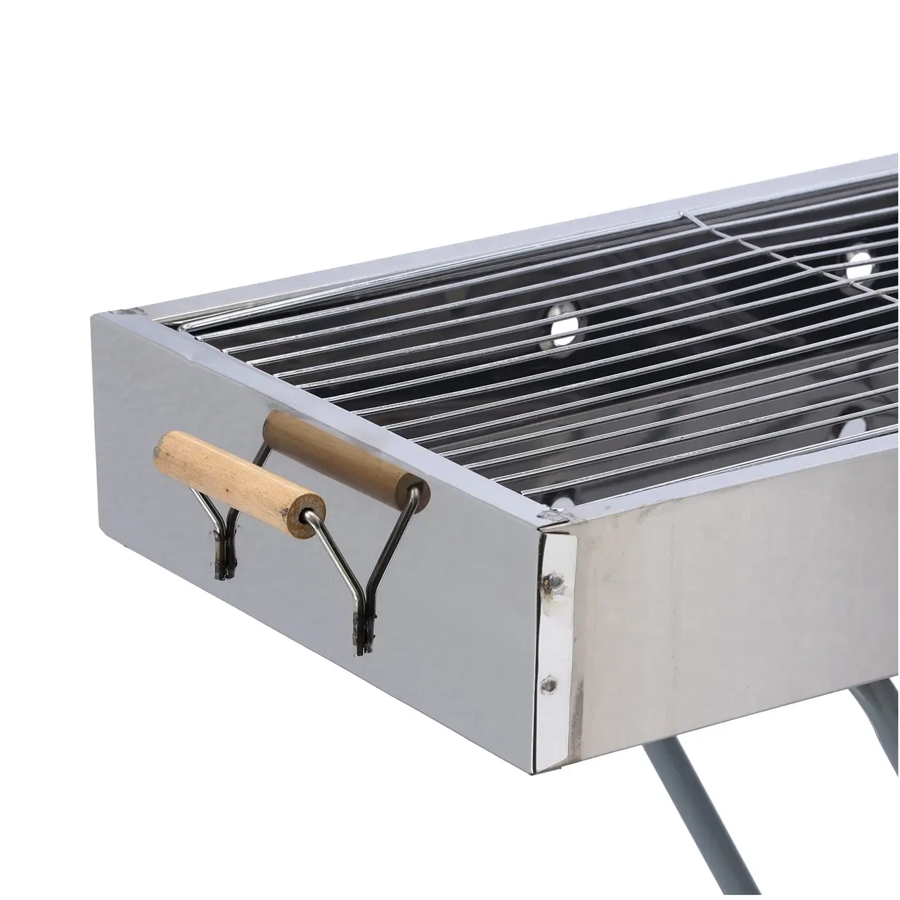 Переносний мангал із решіткою 80х78х30 см, BARBECUE TRAY 770SS, Сріблястий / Барбекшниця / Розкладний мангал барбекю