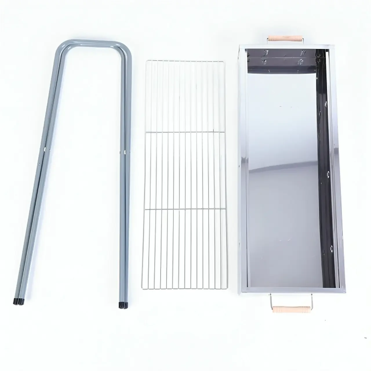 Розкладний мангал переносний 70х70х30 см, BARBECUE TRAY 770T, Сріблястий