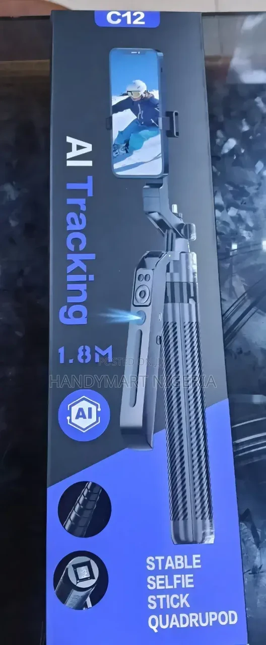 Смарт штатив-трипод C12 з LED-підсвіткою і функцією AI автовідстеження + пульт 1.8 м