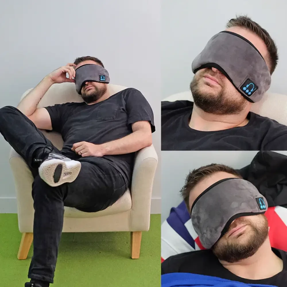 Маска для сну MUSIC GOGGLES A183 з гарнітурою Bluetooth, Сірий / Маска на очі для сну / Пов’язка на очі для сну