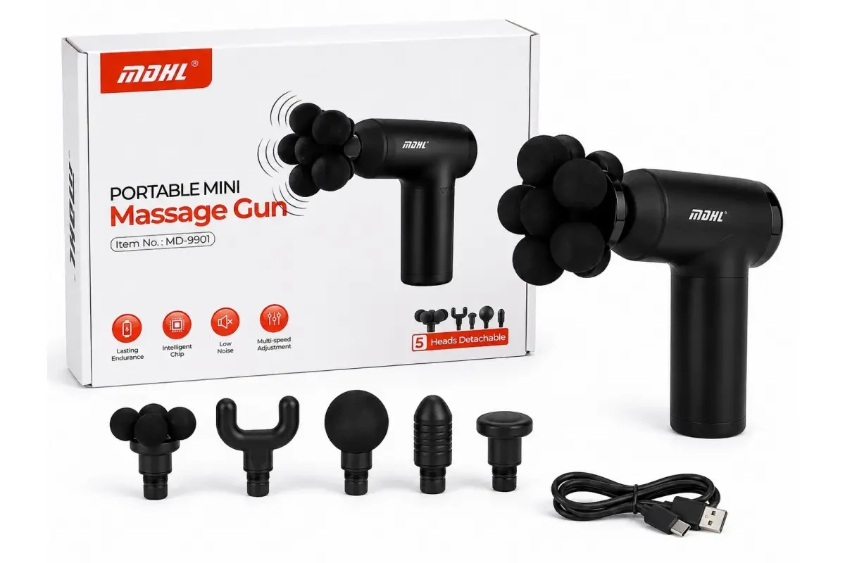 Перкусійний масажер MDHL Fascial Gun MD-9901 25 Вт + 5 насадок