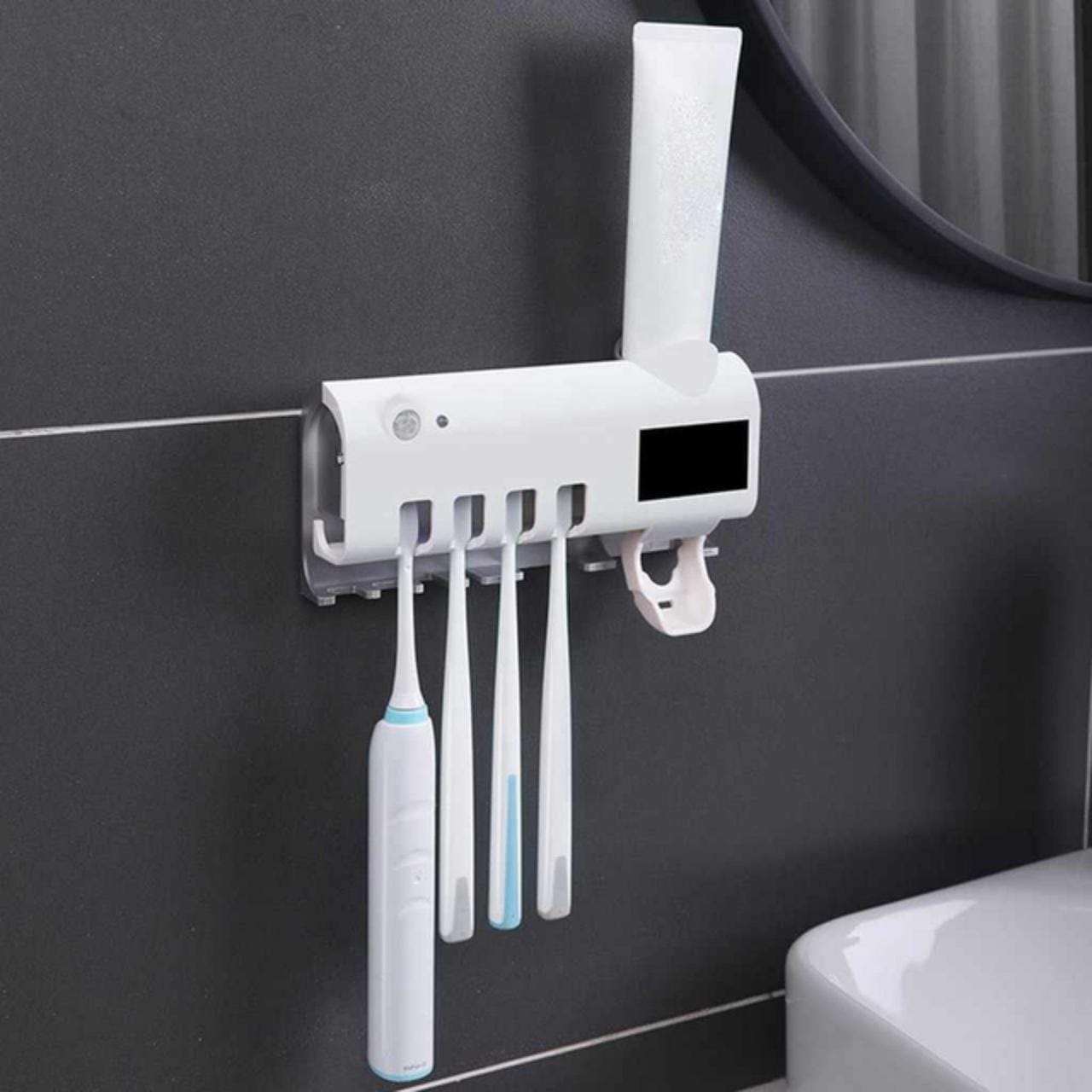 Тримач зубних щіток Brush Sterilizer, Білий/Діспенсер для зубної пасти/Уф стерилізатор