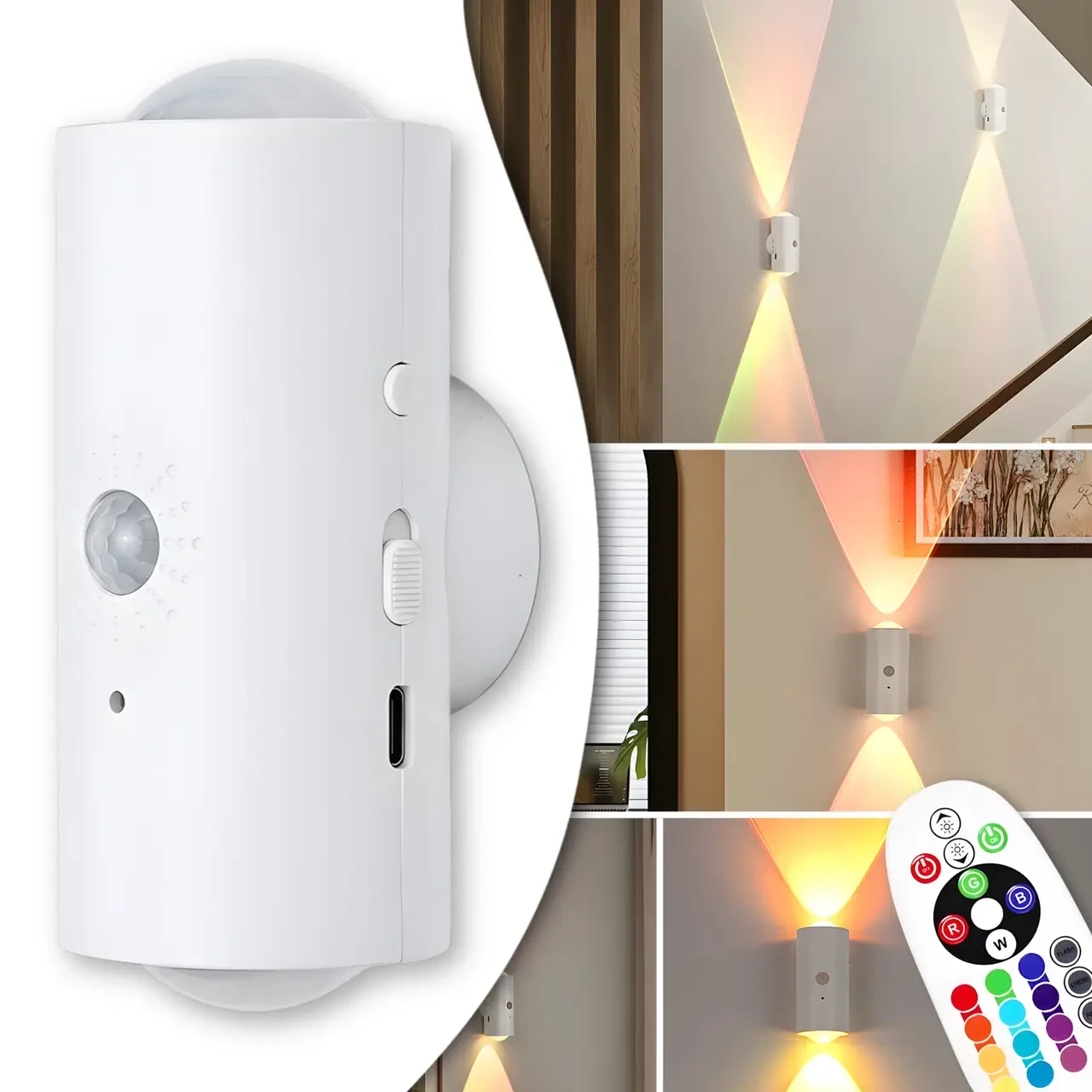 Настінна LED-лампа NS-01 Світлодіодний світильник NS-01 RGB з датчиком руху та пультом керування